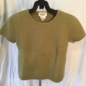 Talbots olive green 100% wool short sleeve sweater